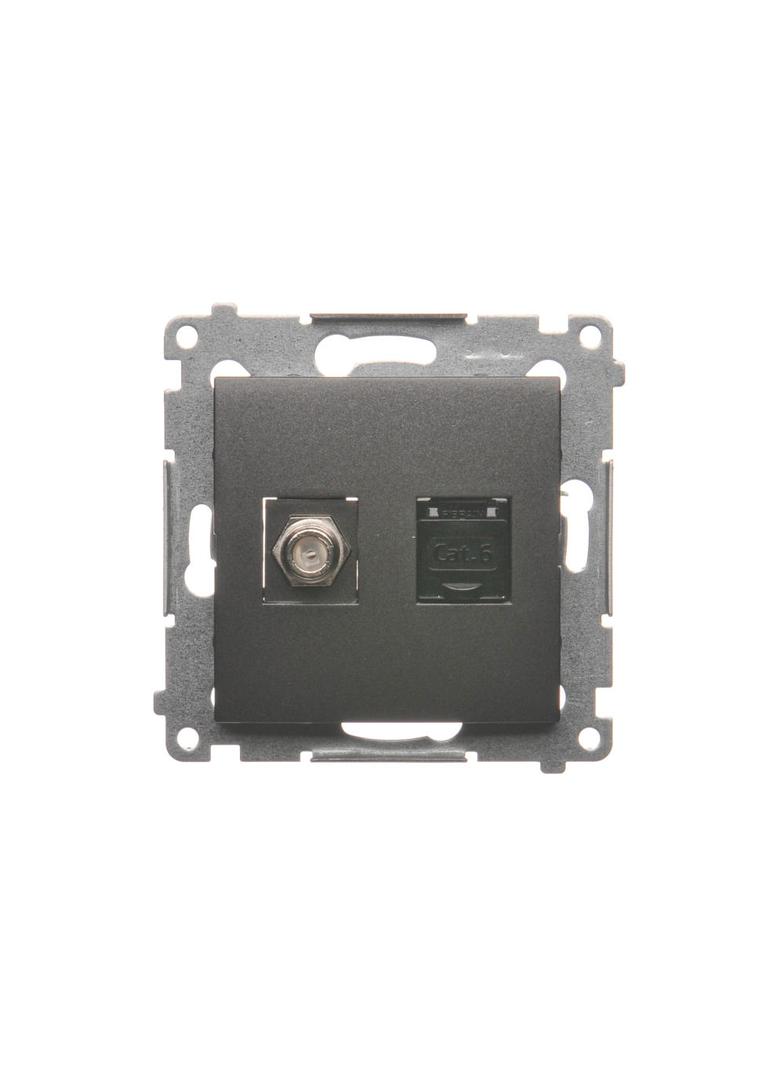 Simon 54 Gniazdo antenowe typu F + RJ45 kat.6 antracyt DASFRJ45.01/48 KONTAKT