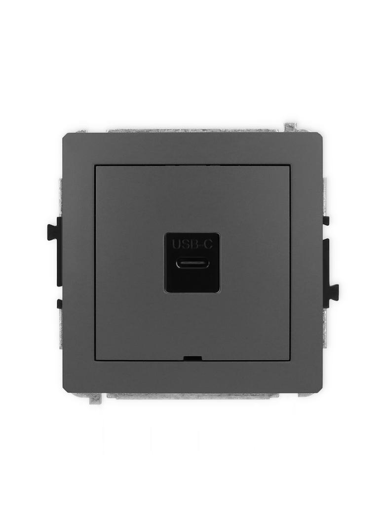 DECO Mechanizm gniazda pojedynczego 1xUSB C-C, bez pola opisowego grafitowy mat