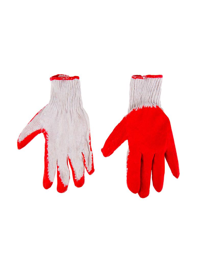 Rękawice robocze, dzianina bawełniana powlekana gumą, czerwone, 9"