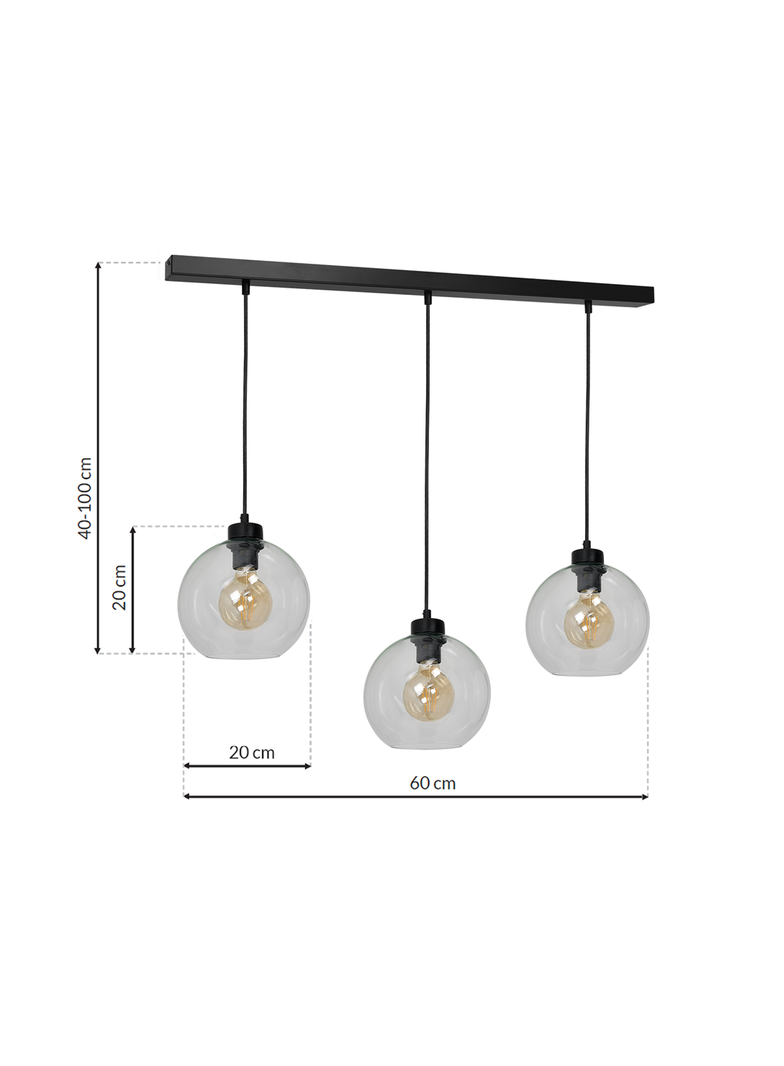 Milagro lampa wisząca Sofia Clear 3xE27 czarna MLP6579