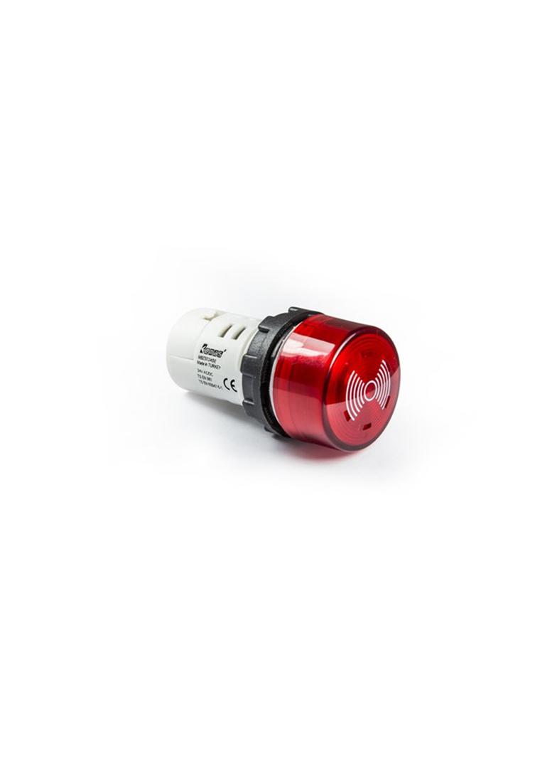 Buzzer monoblok 220V AC, podświetlany, czerwony