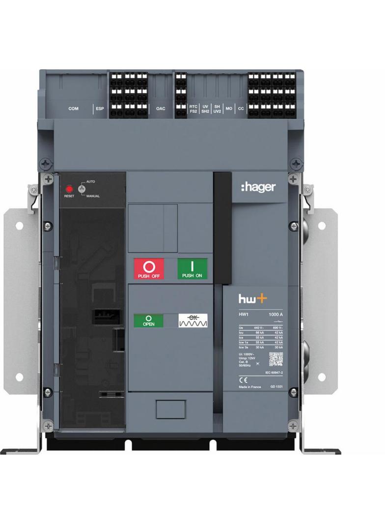 ACB HW1 66kA 1000A 3P Wyłącznik stacjonarny do wyzwalacza sentinel Energy HW1E310FE HAGER