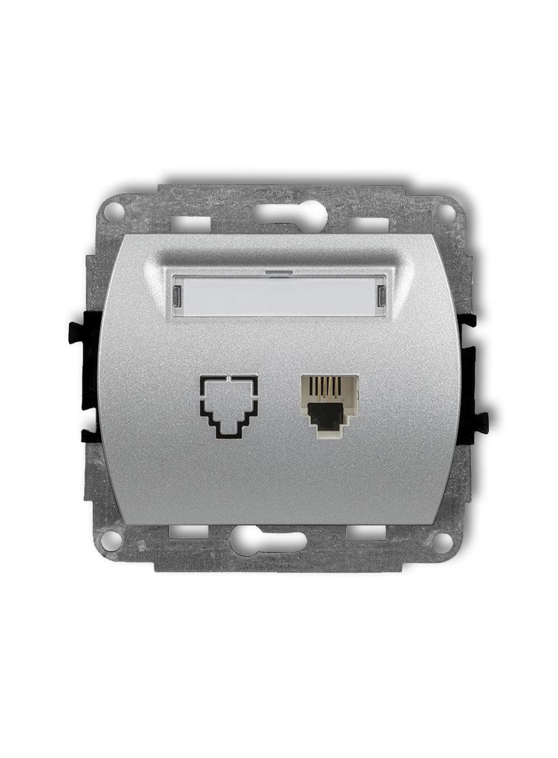 TREND Mechanizm gniazda telefonicznego pojedynczego 1xRJ11, 4-stykowy srebrny metalik