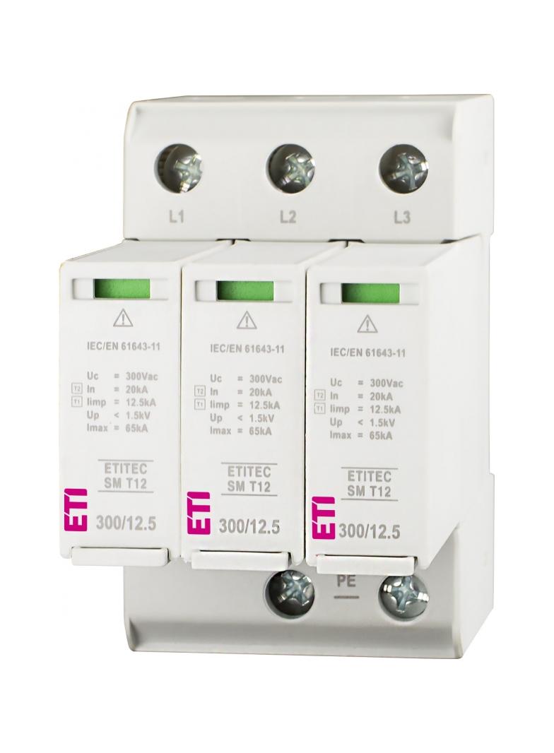ETITEC SM T12 300/12,5 3+0 Ogranicznik przepięć Typ1,T2 (kl.B,C) - bez prądu upływu