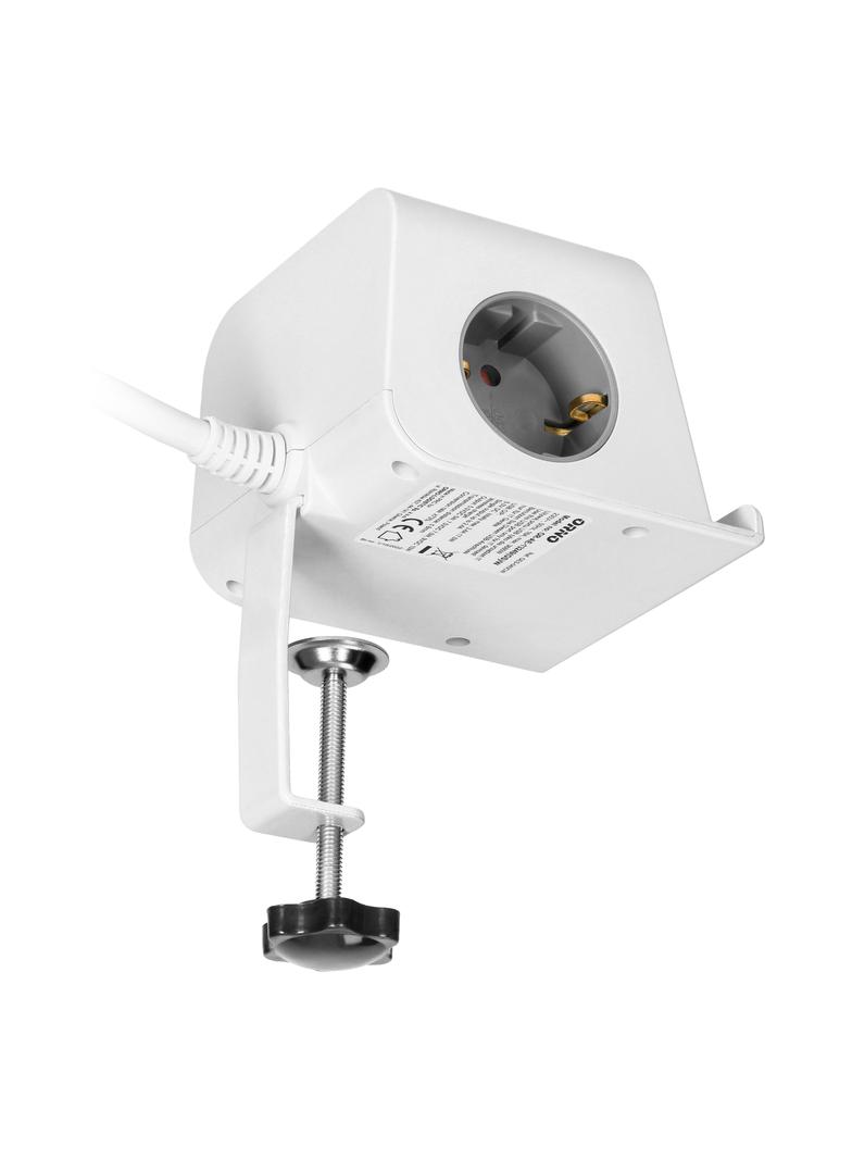 Listwa zasilająca nabiurkowa ładowarką USB śrubowym zaciskiem mocującym i przewodem 1,5m ( OR-AE-132