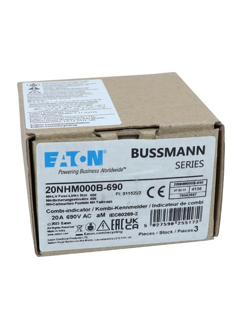 NH FUSE 20AMP 690V aM SIZE 000 Wkładka NH000 20A 690V AM podwójny wskaźnik 20NHM000B-690 EATON