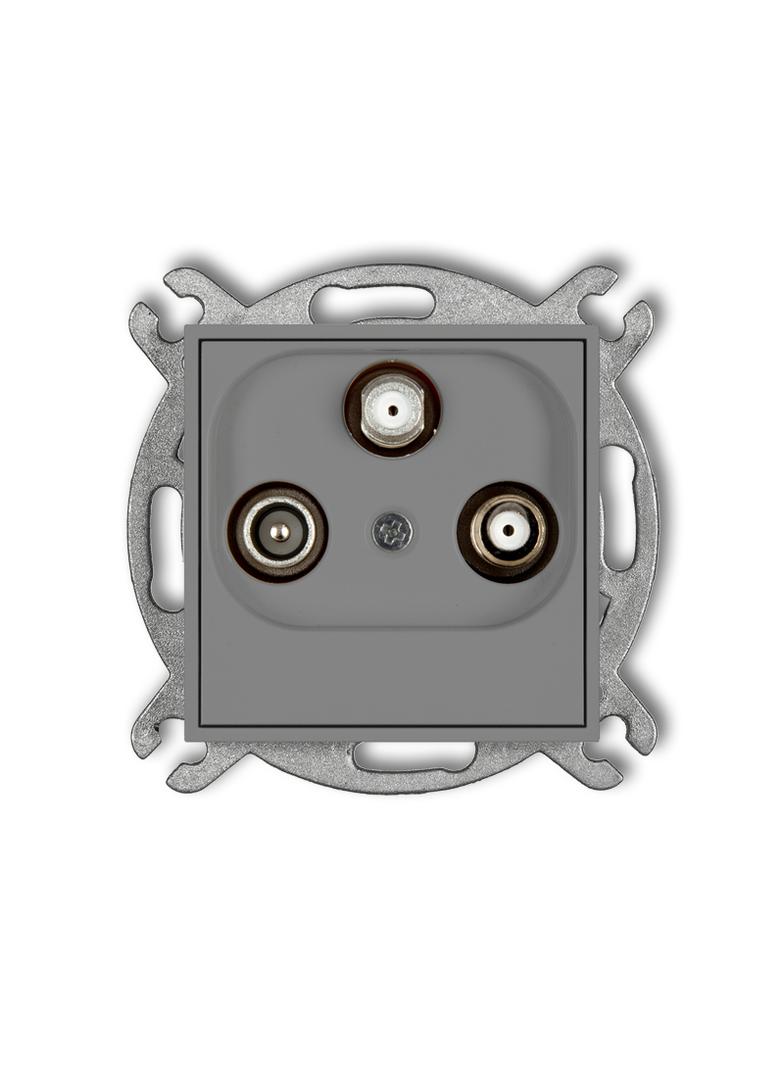 MINI Mechanizm gniazda abonenckiego 2 wyjścia SAT + TV szary mat