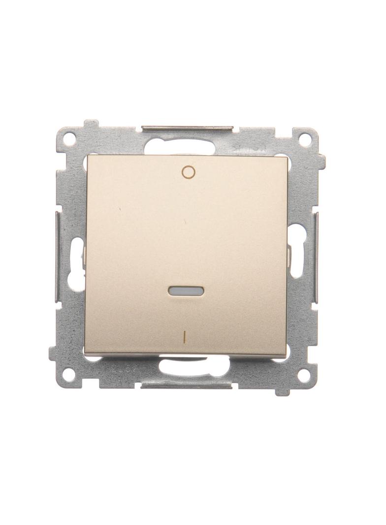 Simon 54 Łącznik dwubiegunowy z podświetleniem LED 10A 250V szybkozłączka złoty mat DW2L.01/44 KONTAKT