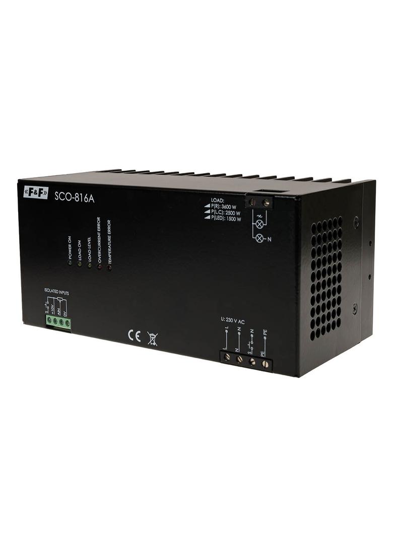 Ściemniacz do odbiorników dużej mocy 3500W zasilanie 230V z wejściem analogowym 1-10V SCO-816A F&F