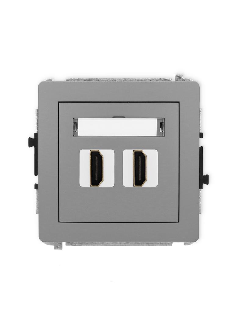DECO Gniazdo podwójne HDMI 2.0, 4K szary mat 27DHDMI-4 KARLIK