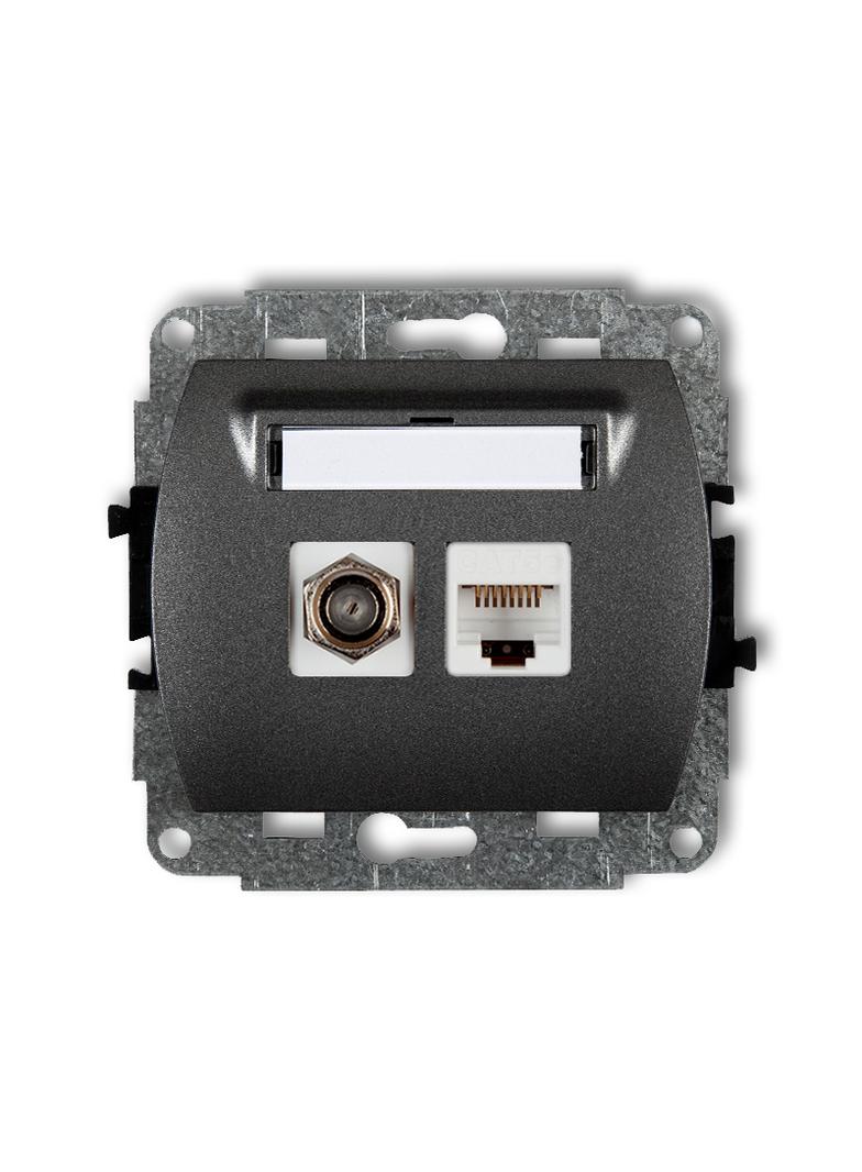 TREND Mechanizm gniazda antenowego poj. typu F (SAT) + gniazda komp. poj. 1xRJ45, kat. 6 ekranowany,