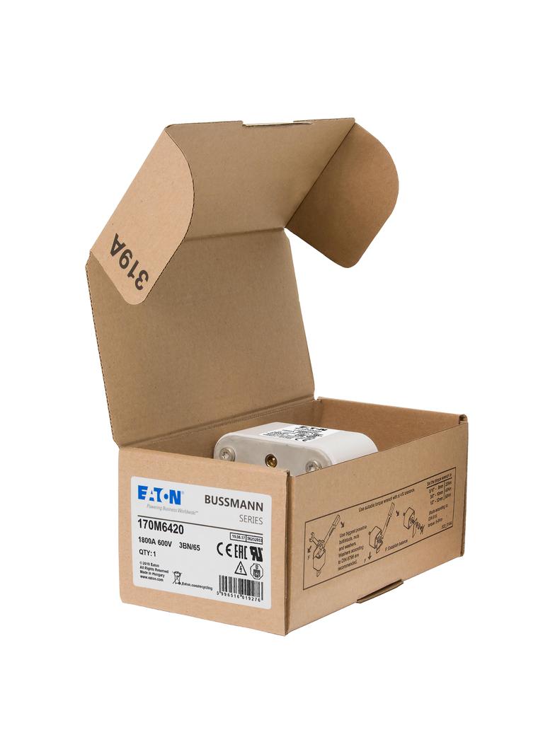 FUSE 1800A 600V 3BN/65 AR UR Wkładka szybka 1800A AC 600V rozmiar 3 76x92x53 mm aR IEC UL 170M6420 E