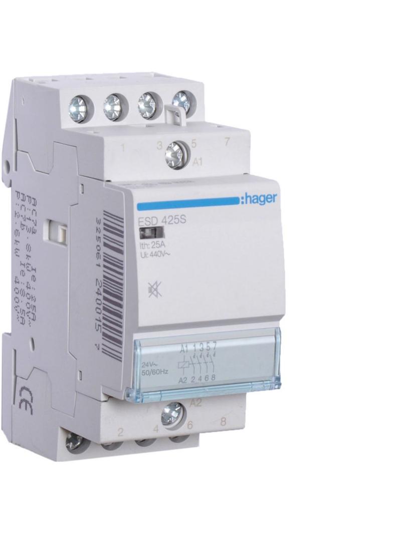 Stycznik modułowy cichy 24V AC 4Z 25A AC-7A B ESD425S HAGER