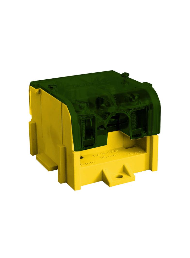 LZ1*95/35P ,  Odgałęźnik instalacyjny 1-segmentowy (zacisk: 1x95mm2 - 4x35mm2)/ z pokrywą, żółto-zie