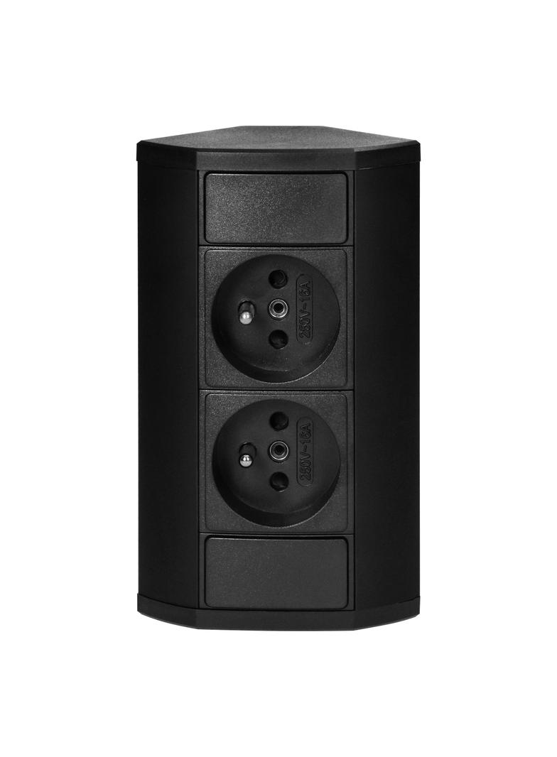 Gniazdo meblowe narożne z bolcem czarne kuchnia OR-GM-9005/B