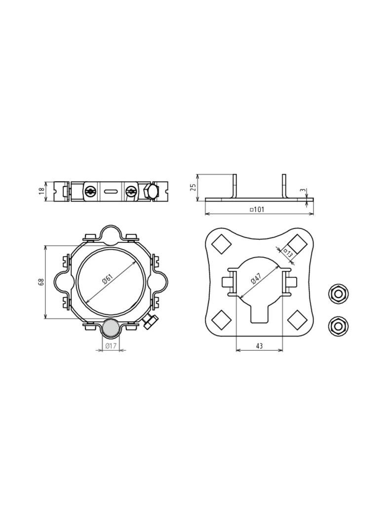 Zestaw montażowy Al/NIRO do rur fi 50 mm i czterech przewodów HVI light