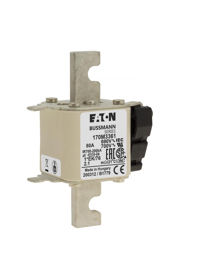 FUSE 80A 690V 1*EK/76 AR UC Wkładka szybka 80A AC 690V rozmiar 1 45x59x102 mm aR IE 170M3361 EATON