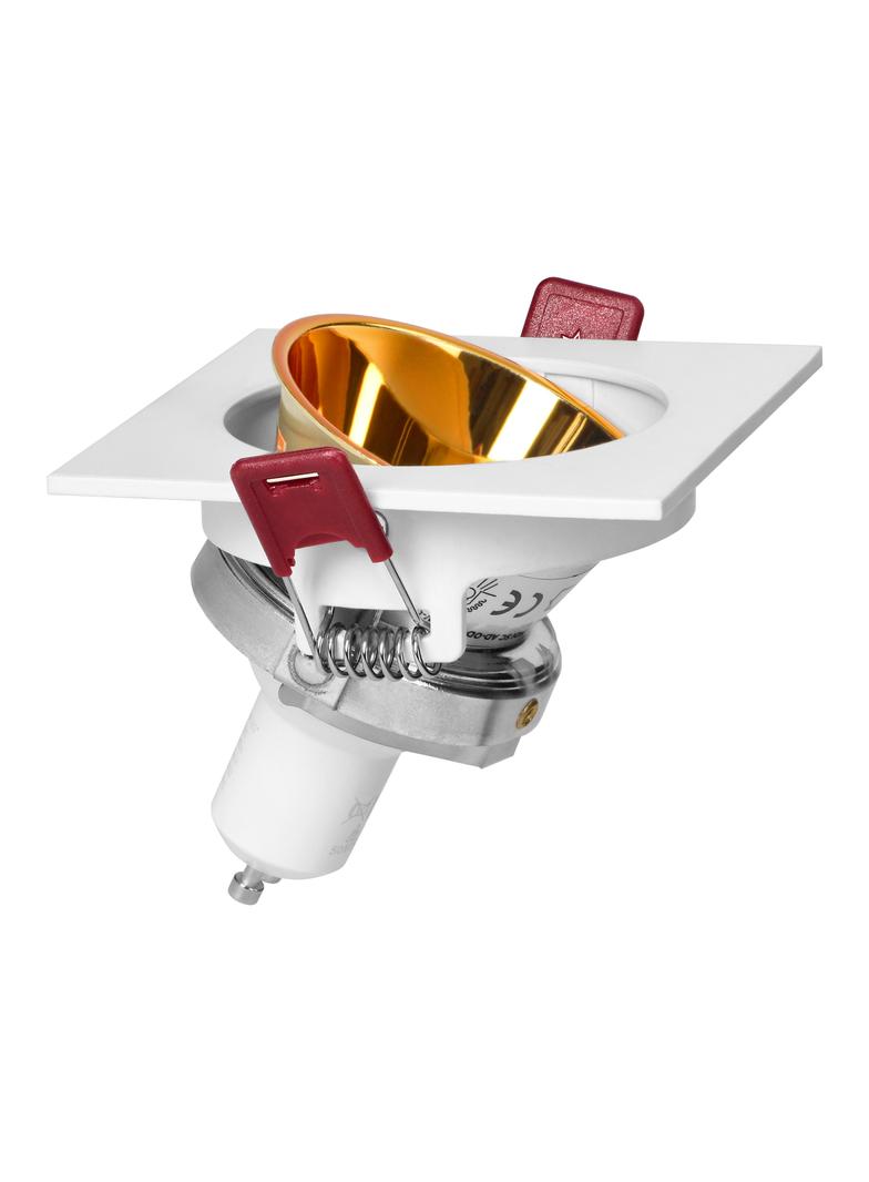 FONDI SC ramka dekoracyjna oprawy punktowej, MR16/GU10 max 50W, kwadrat, stała, aluminiowa, biało-zł AD-OD-6523/W-C ORNO