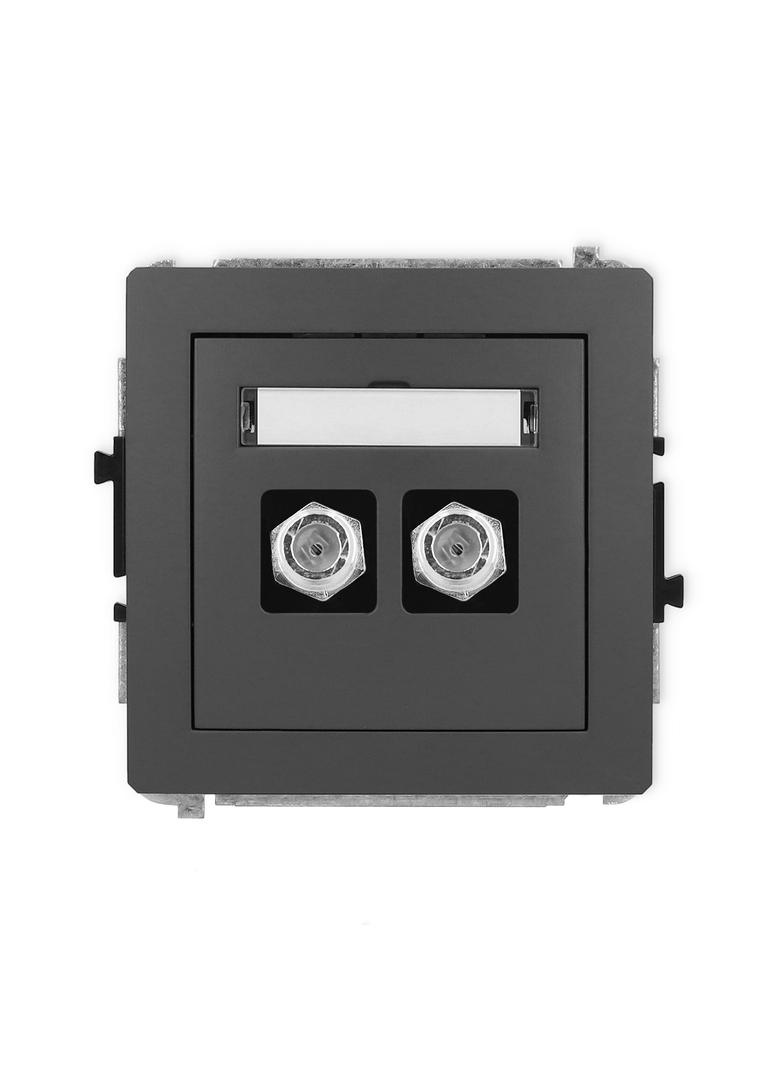 DECO Mechanizm gniazda antenowego podwójnego typu F (SAT) niklowany grafitowy mat