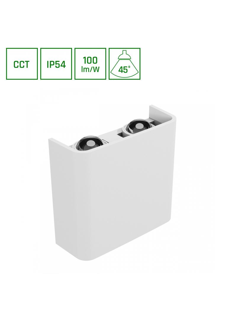LUNARIX 2 KINKIET 4W CCT 230V IP54 RA90 110X110X40MM BIAŁY ŚWIECI GÓRA/DÓŁ
