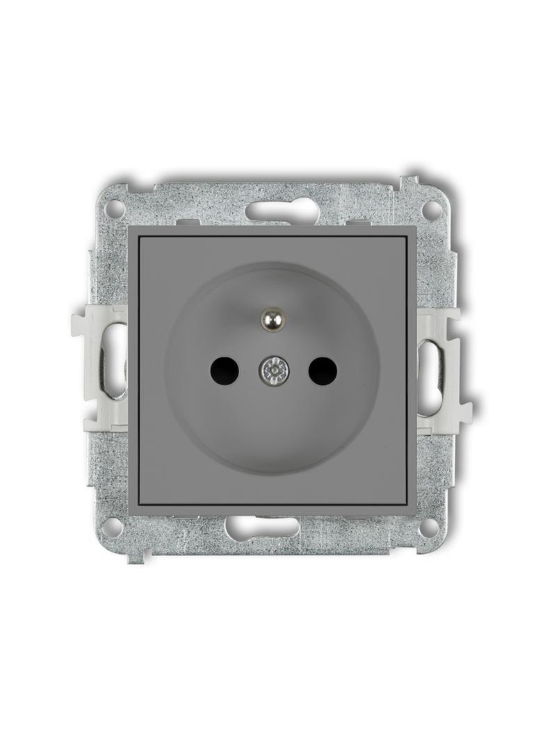 ICON Mechanizm gniazda pojedynczego z uziemieniem 2P+Z (przesłony torów prądowych) szary mat