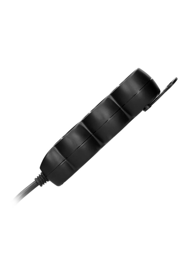 Przedłużacz 3-krotny 2P+Z (Schuko), 1,5m H05VV-F 3x1,5mm2 , Imax=16A, płaska wtyczka, czarny ES-4(GS)/B/1,5 ORNO