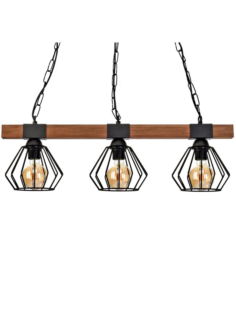 MILAGRO Lampa wisząca ULF BLACK/WOOD 3xE27