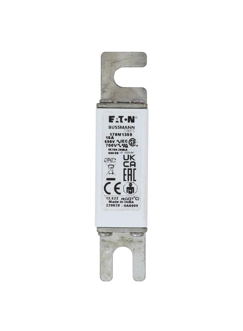 16A 690V IEC gR 000/80 SQ.BODY IND. FUSE Wkładka szybka 16A AC 690V DIN 000 21x40x100 mm, 170M1359 E