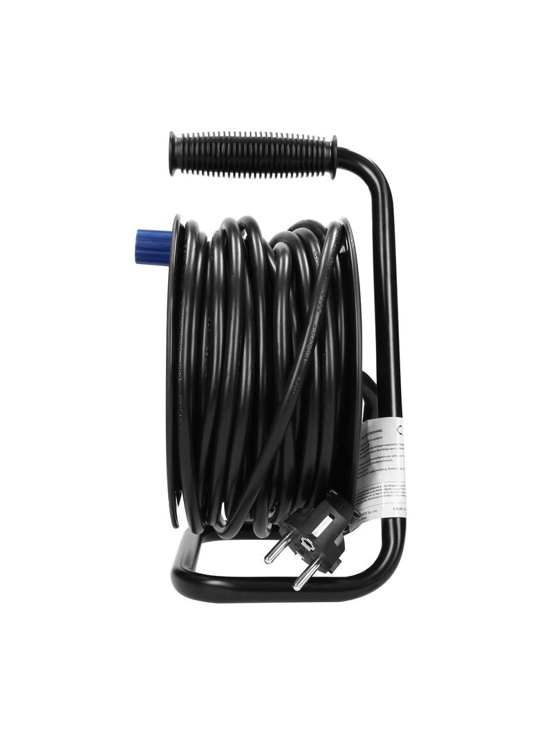 Przedłużacz bębnowy MINI, 4 gniazda 2P+Z (Schuko), metalowy stojak, polwinit H05VV-F 3x1.5mm2 - 15m OR-AE-13171(GS)/15M ORNO