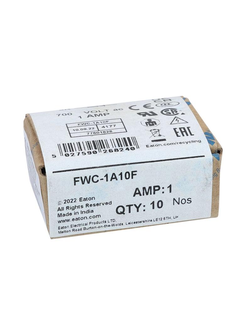 1AMP 700V AC UL FERRULE 10x38MM FUSE Wkładka szybka 1A AC 700V 10x38 mm aR UL FWC-1A10F EATON