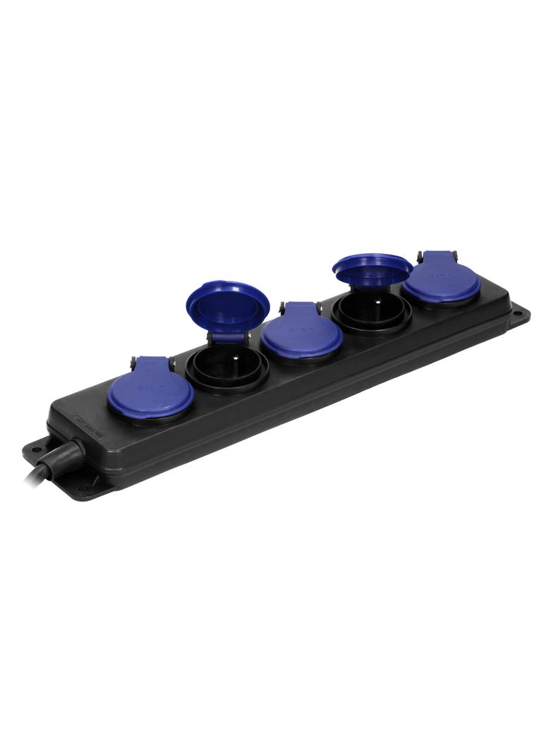 Przedłużacz warsztatowy bryzgoszczelny IP44, 5 gniazda 2P+Z IP44, przewód gumowy, H05RR-F 3x1,5mm2,