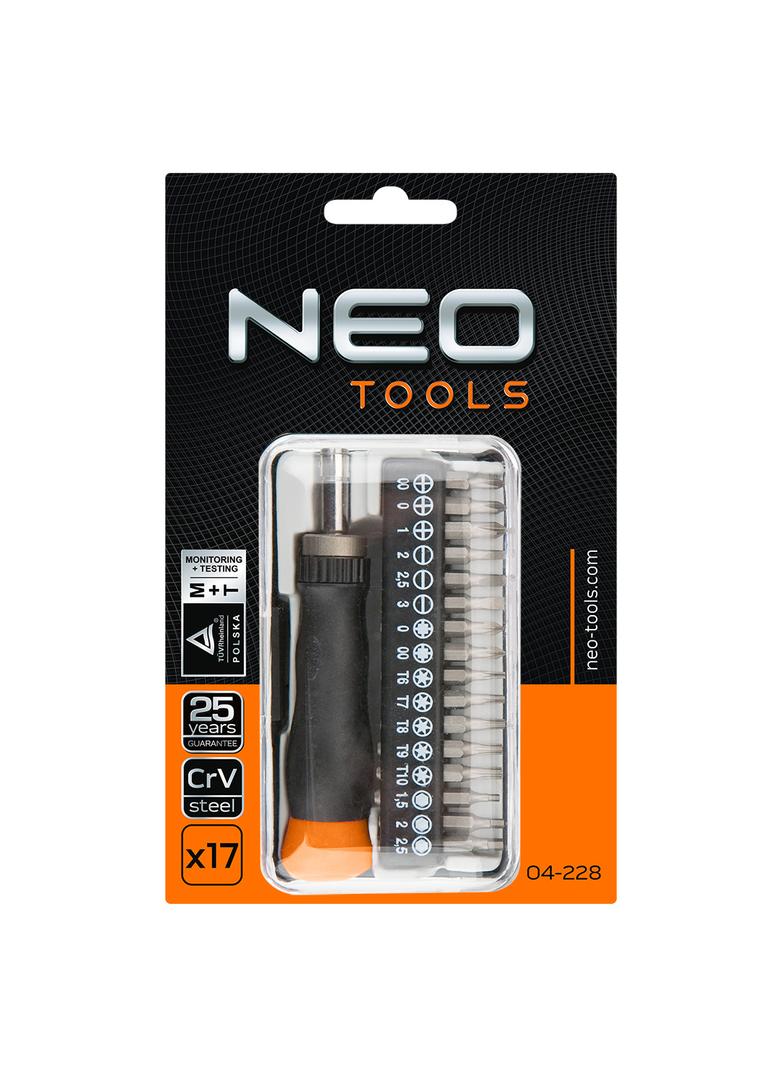 Końcówki wkrętakowe precyzyjne z uchwytem, zestaw 17 szt.