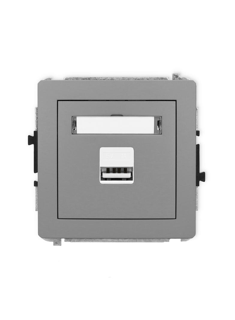 DECO Mechanizm ładowarki USB pojedynczej USB A, 5W max., 5V, 1A szary mat