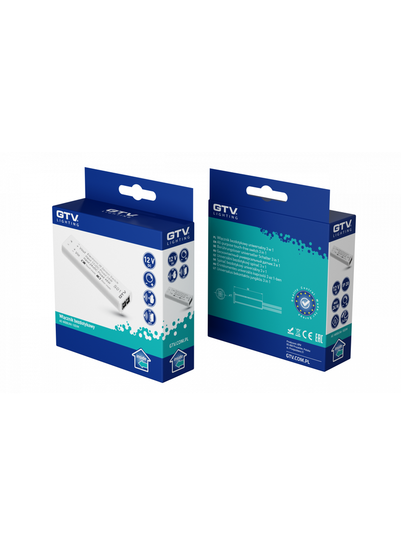 WŁĄCZNIK BEZDOTYKOWY UNIWERSALNY (DWUBIEGOWY LUB ZBLIŻENIOWY), BIAŁY, 12V DC (TAŚMA 3M) ZE ŚCIEMNIAC