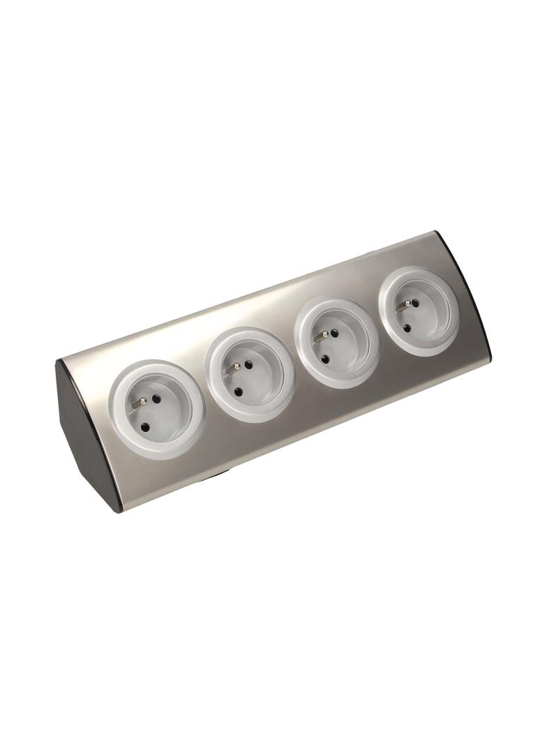 Gniazdo meblowe kuchenne 4x2P+Z, montaż na rzepy, INOX OR-AE-1340 ORNO