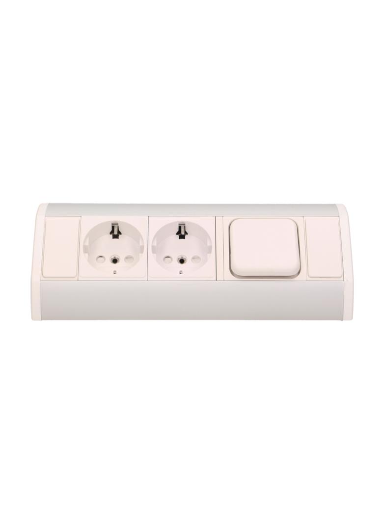 Gniazdo meblowe 2x2P+Z z wyłącznikiem, schuko, biało-srebrne OR-GM-9002/W-G(GS) ORNO