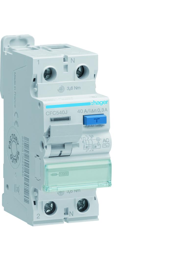 RCCB Wyłącznik różnicowoprądowy 1P+N 40A 300mA 10kA AC