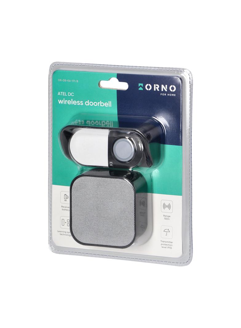 ATEL DC, dzwonek bezprzewodowy bateryjny, learning system, 38 dźwięków, 150m, czarny