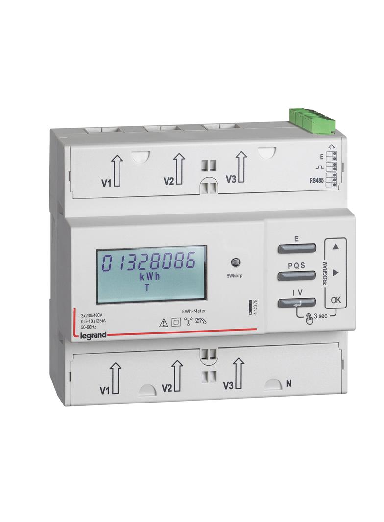 LICZNIK ENERGII POMIAR BEZPOŚREDNI 3 FAZOWY 125 A Z WYJŚCIEM IMPULSOWYM I RS485 Z MID, Legrand