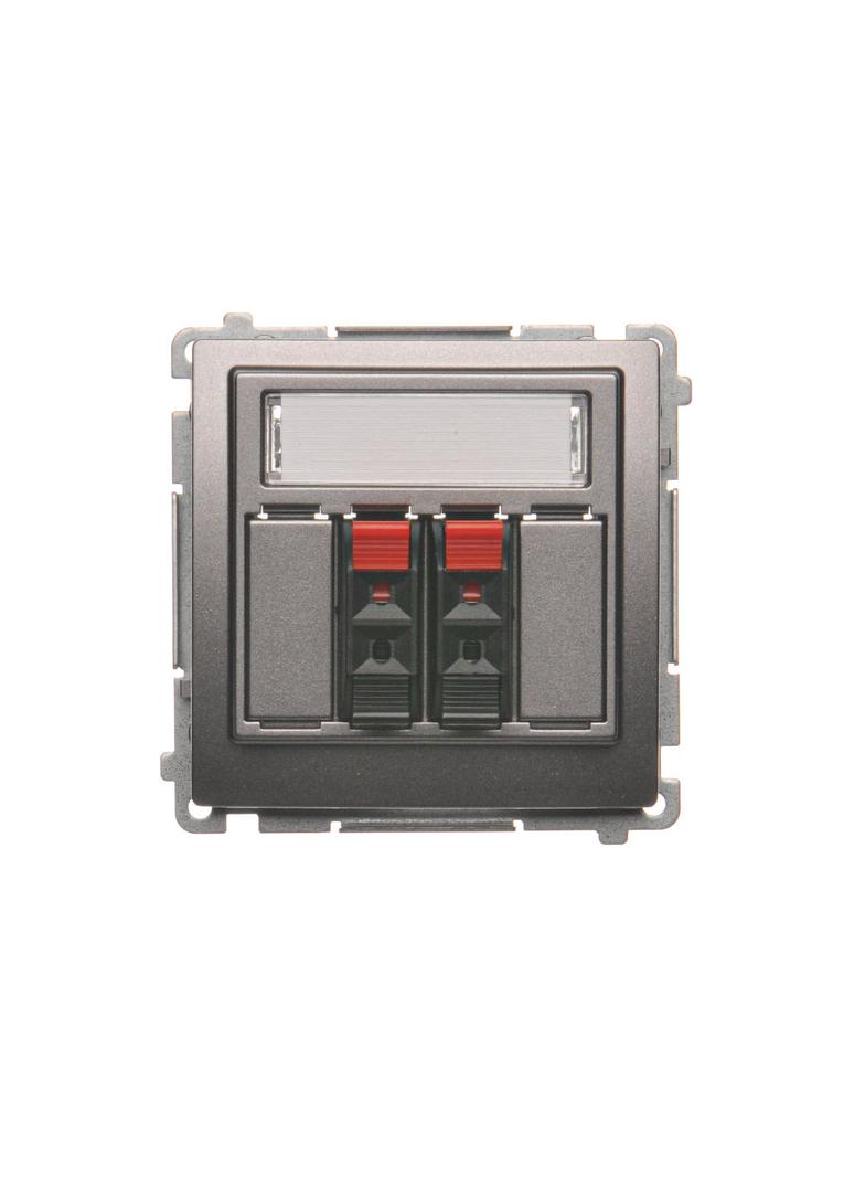Simon Basic Gniazdo głośnikowe 2-krotne z polem opisowym . Przekrój przew.dla wejścia i wyjścia 25 mm2. Mocowanie na łapki i wkręty stal inox BMGL3.01/21 KONTAKT