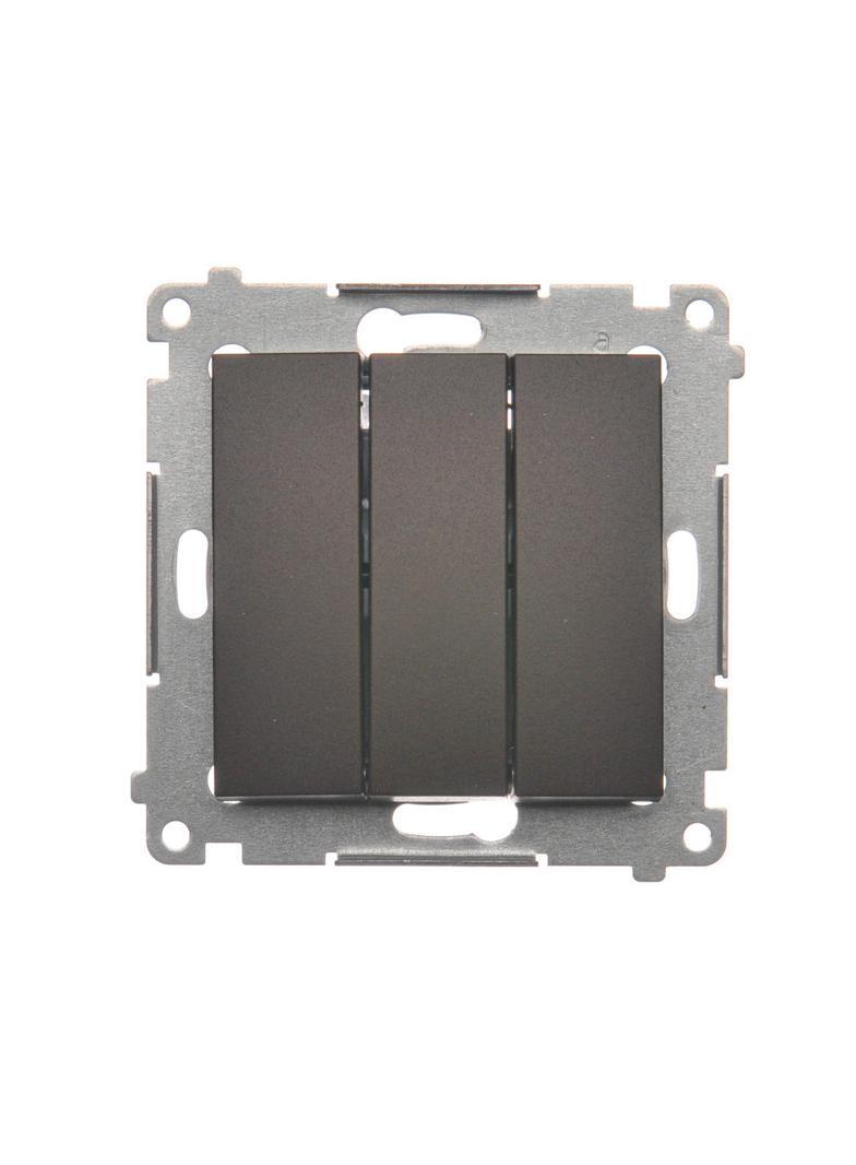 Simon 54 Przycisk potrójny z podświetleniem LED 10A 250V szybkozłączka brąz mat DP31L.01/46 KONTAKT