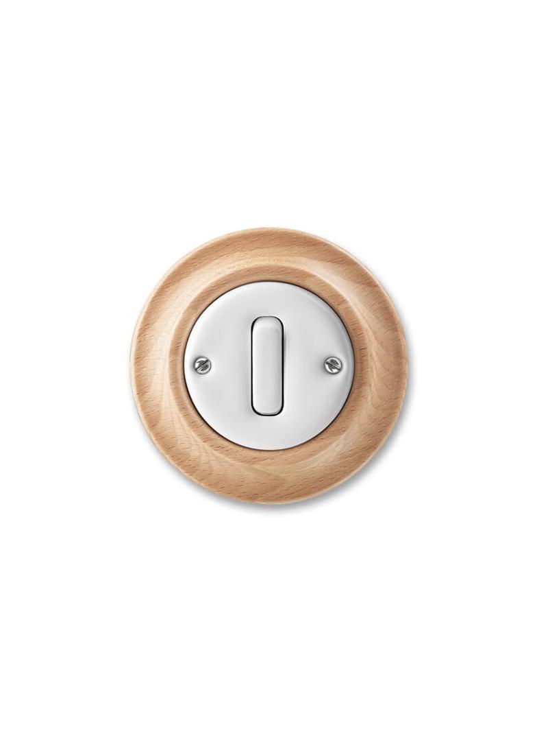 DECENTO Przycisk zwierny z zaciskiem N Bezśrubowe podłączanie przewodów biały/buk naturalny