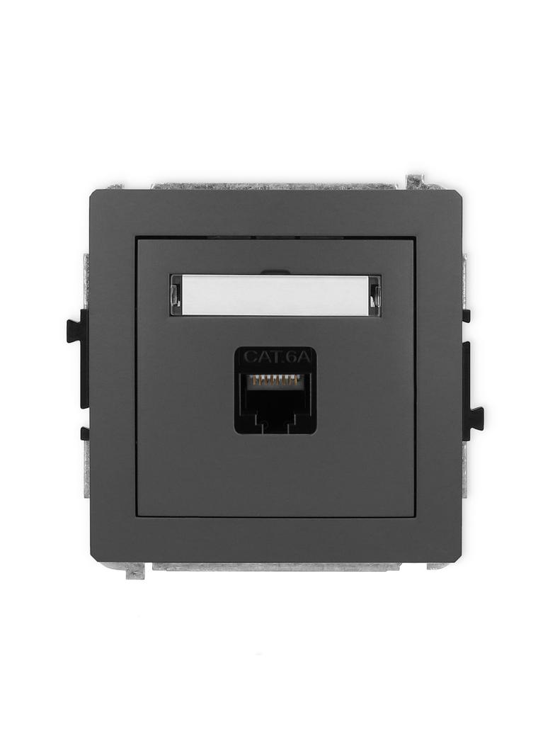 DECO Mechanizm gniazda komputerowego pojedynczego 1xRJ45, kat. 6A, 8-stykowy grafitowy mat