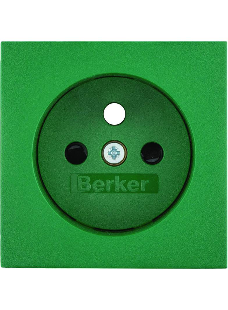 BERKER B.3/B.7 Płytka czołowa z przysłonami styków do gniazda z uziemieniem zielony 3965760063 HAGER