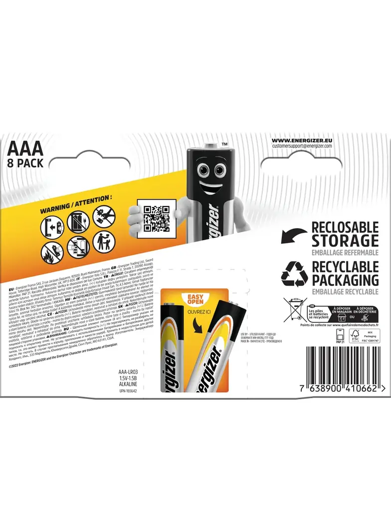 BATERIA ENERGIZER ALKALINE POWER AAA LR03 /8