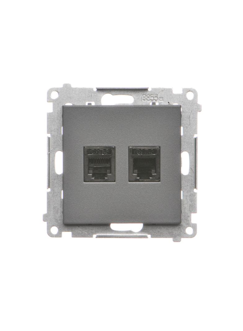 Simon 55 Gniazdo telefoniczne podwójne RJ12 Grafitowy mat