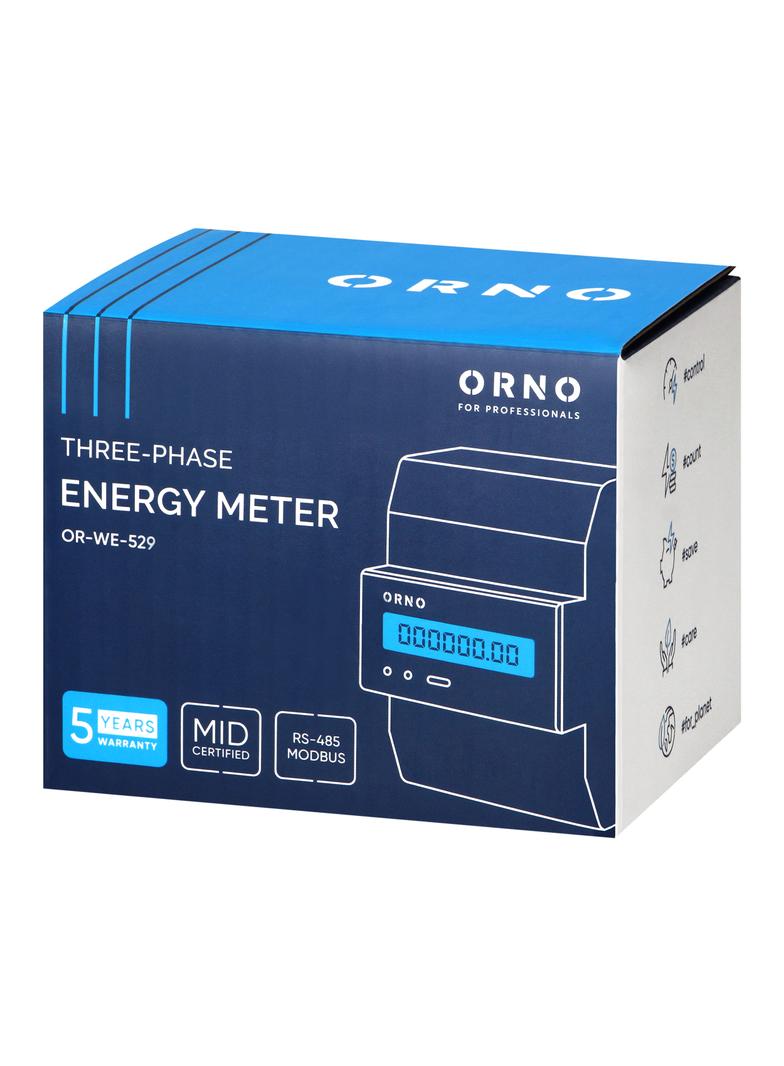 3-fazowy licznik energii elektrycznej, 100A, port RS-485, MID, 4 moduły, DIN TH-35mm, PV-Ready