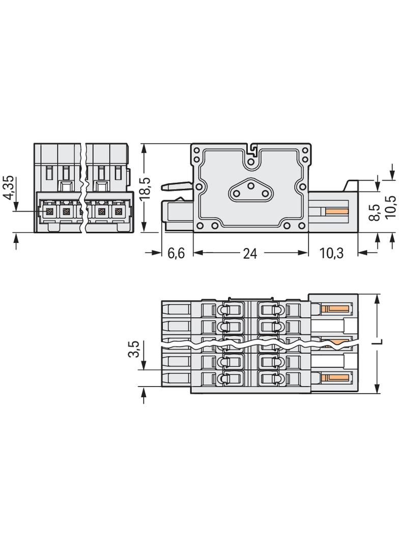 MCS-MINI wtyk kombi 8-bieg. j-szary raster raster 3,5 mm /25szt./ WAGO