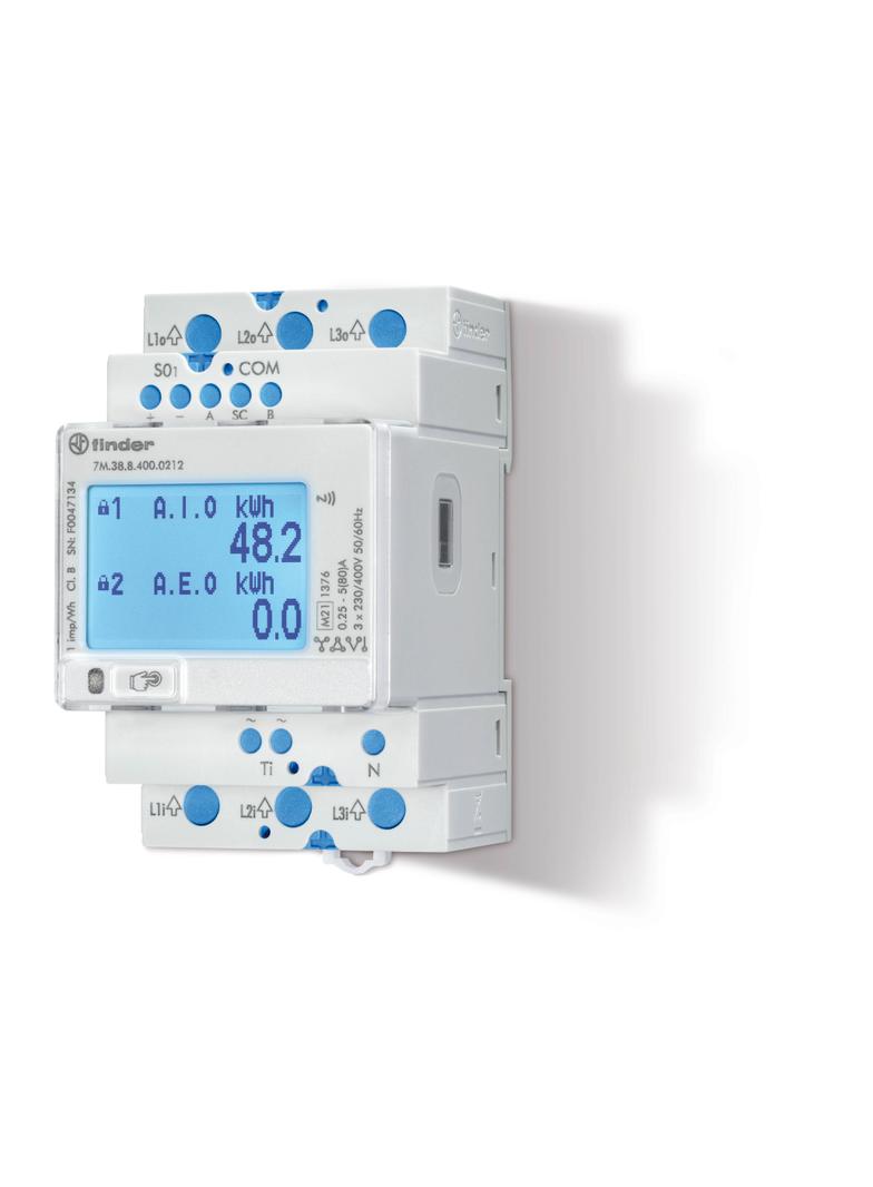 Licznik energii trójfazowy, Modbus RS485, 1 wyjście inpulsowe, NFC, MID, dwutaryfowy