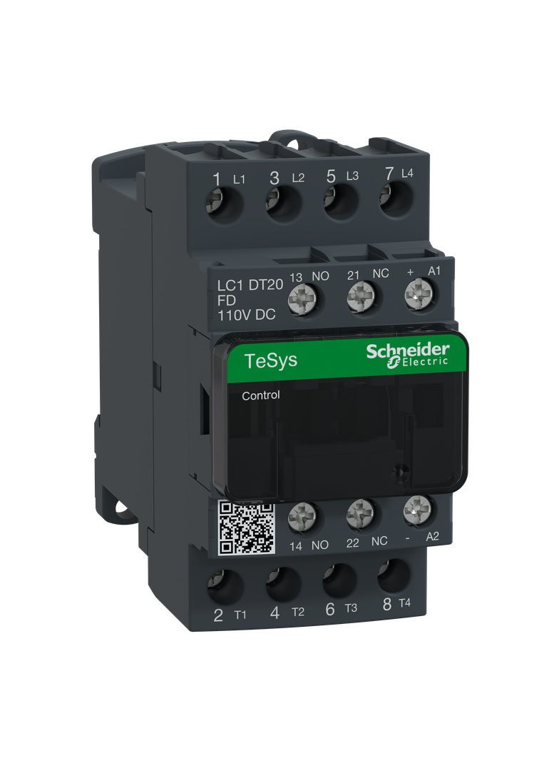 Stycznik 4 bieguny I=20A AC-1 styki 4 NO napięcie cewki 110 V DC LC1DT20FD Schneider